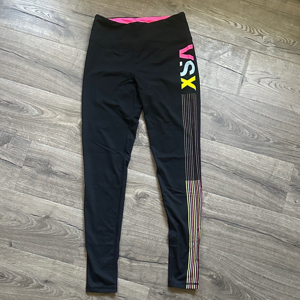 VSX Black Leggings with Pink and Yellow Accents